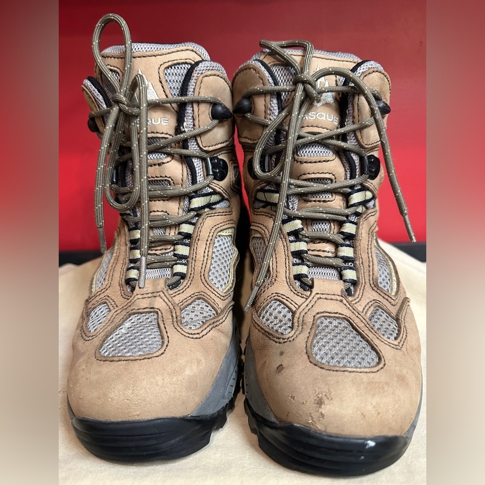 Vasque Breeze GoreTex Leather/Mesh Lace Up Brown/Gray Hiking Boots Women’s Sz 9N